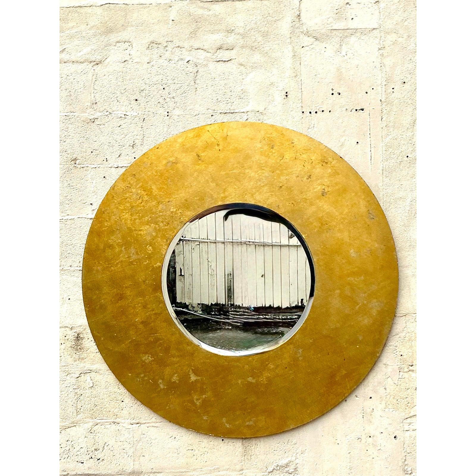 20ième siècle Miroir vintage boho doré en vente
