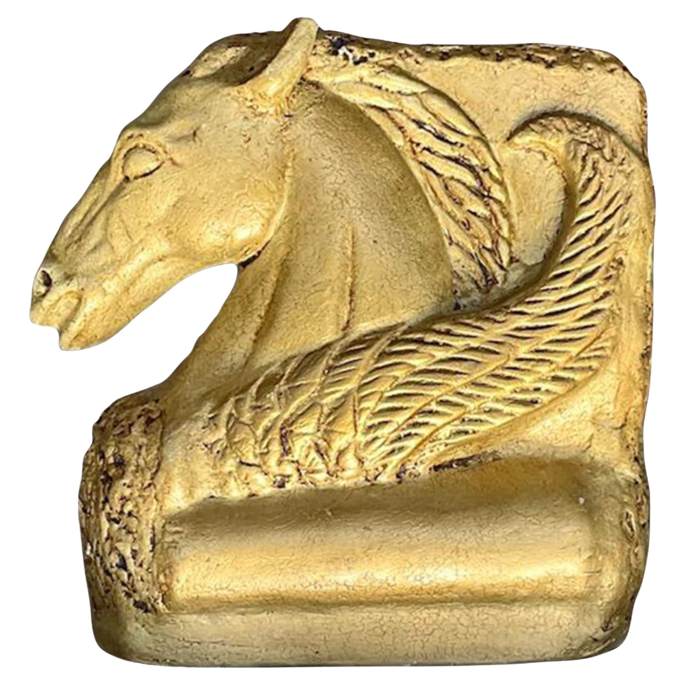 Vintage Boho Gilt Plaster Winged Horse For Sale