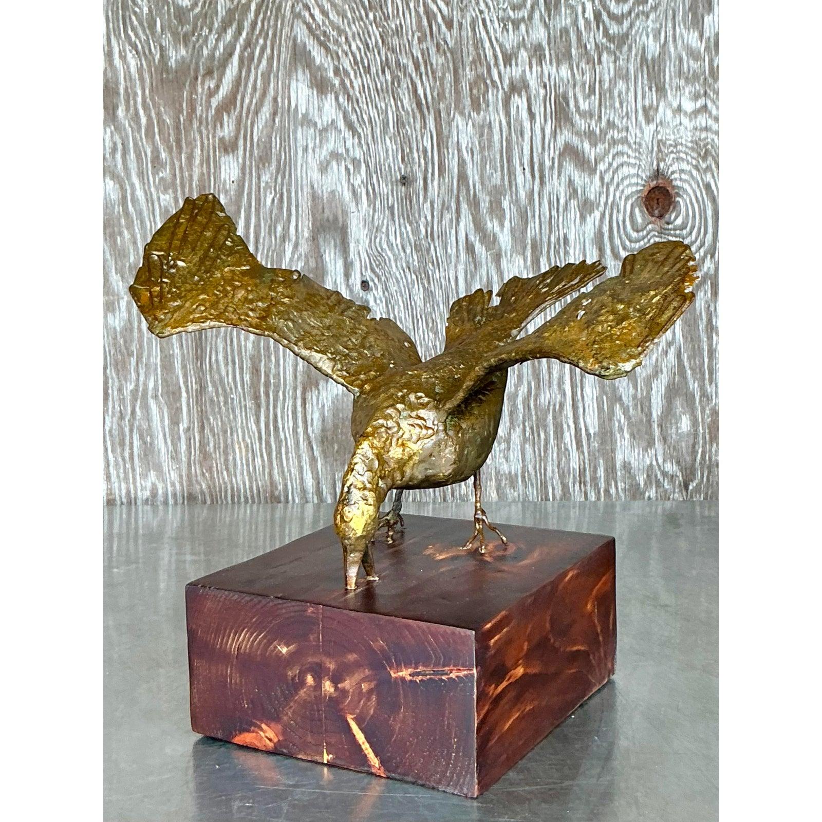 Sculpture d'oiseau Boho dorée à l'ancienne en vente 5