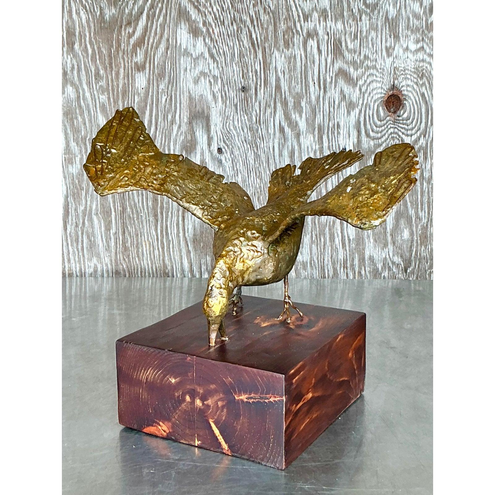 Sculpture d'oiseau Boho dorée à l'ancienne en vente 2