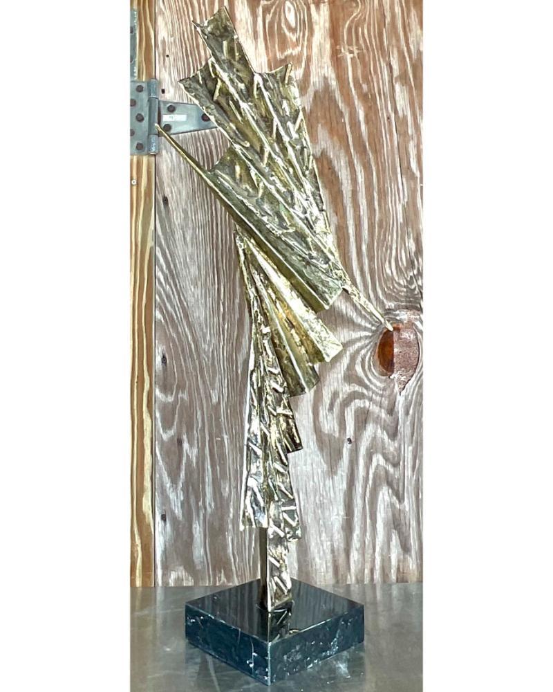 20th Century Vintage Boho Textured Abstract Bronze Sculpture For Sale