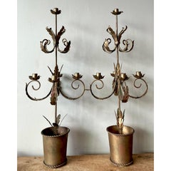 Vintage Boho Gilt Tipped Candelabras - A Pair