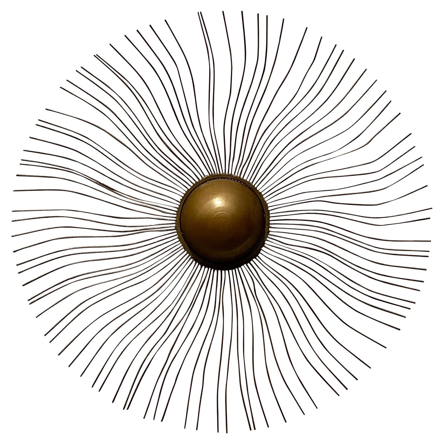 Sculpture murale vintage boho dorée Tipped Radiant Sun Large