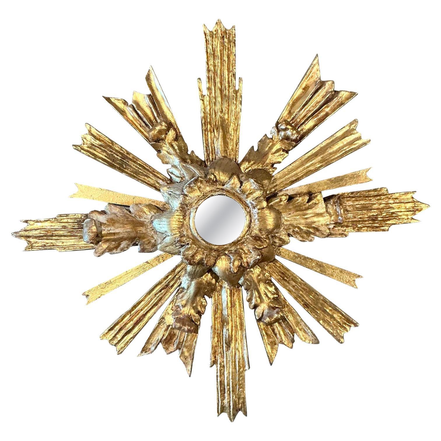 Vintage Boho Gilt Wood Mirror