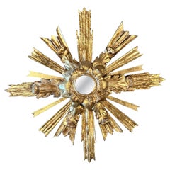 Vintage Boho Gilt Wood Mirror