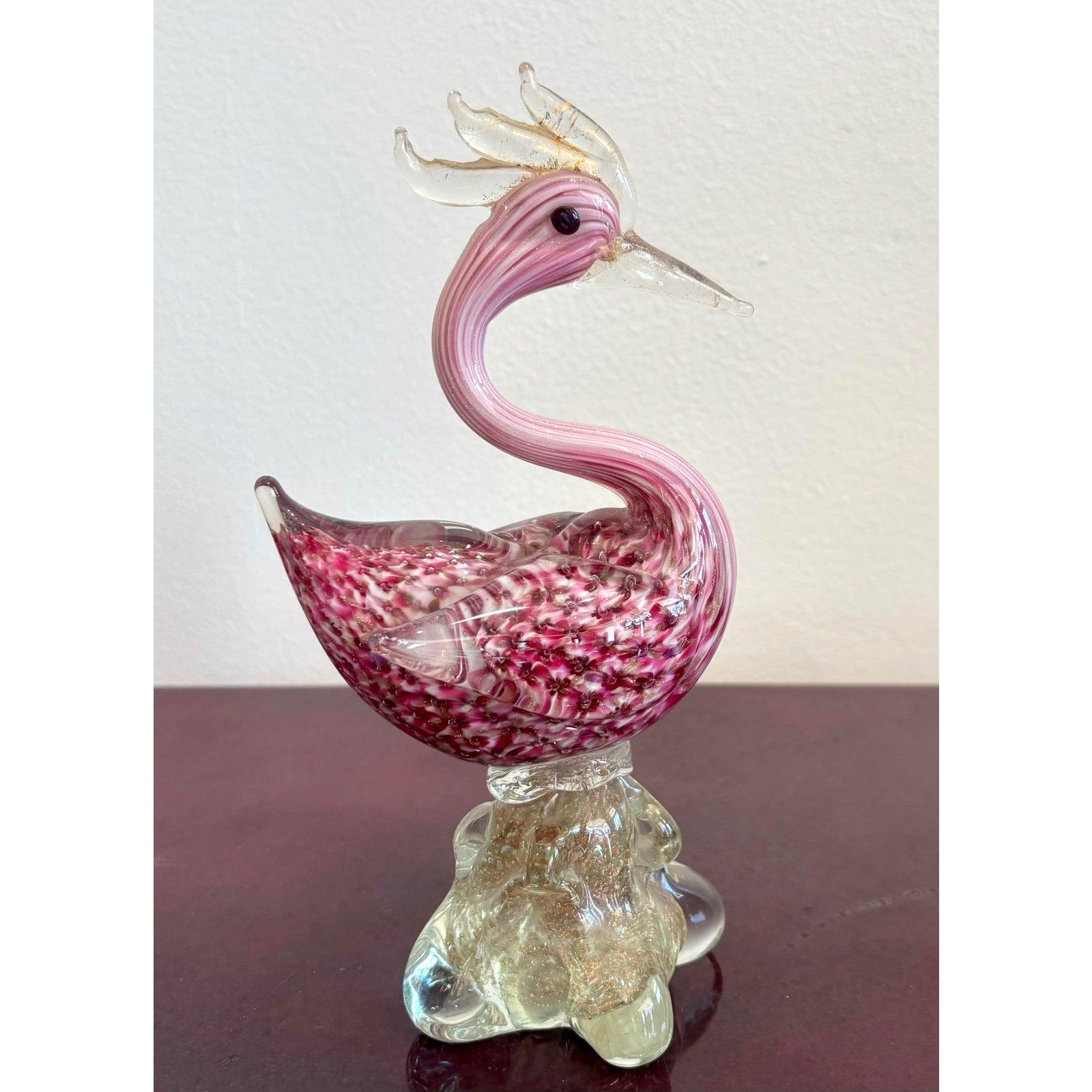Hollywood Regency Scultura di uccello in vetro boho vintage di Murano in vendita