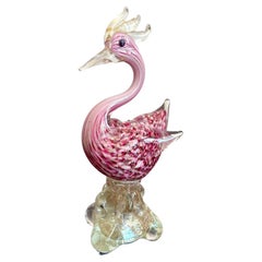 Scultura di uccello in vetro boho vintage di Murano