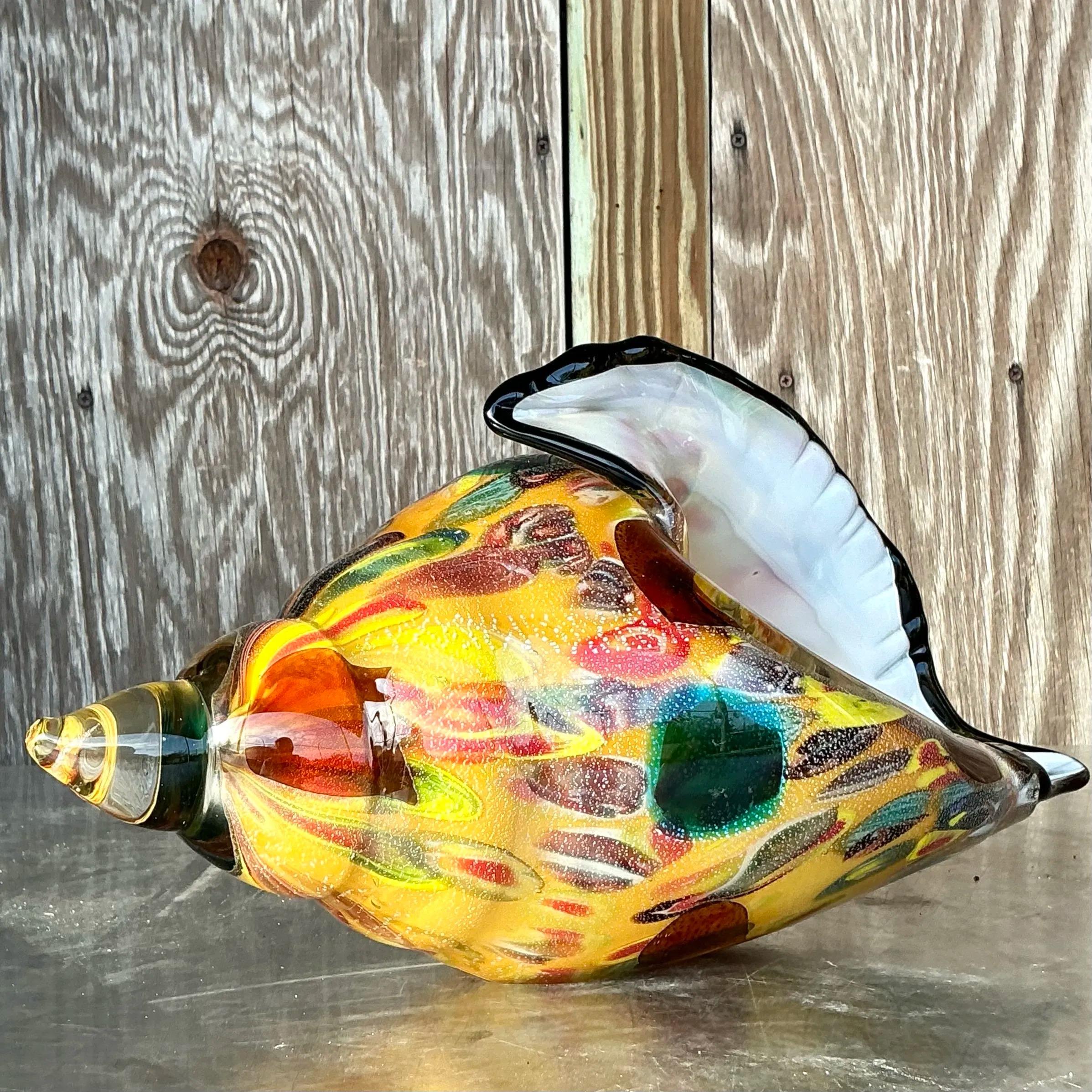 XX secolo Conchiglia di conchiglia in vetro boho vintage di Murano in vendita