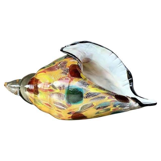 Large Conch Shell Form Art Glass Bowl For Sale at 1stDibs