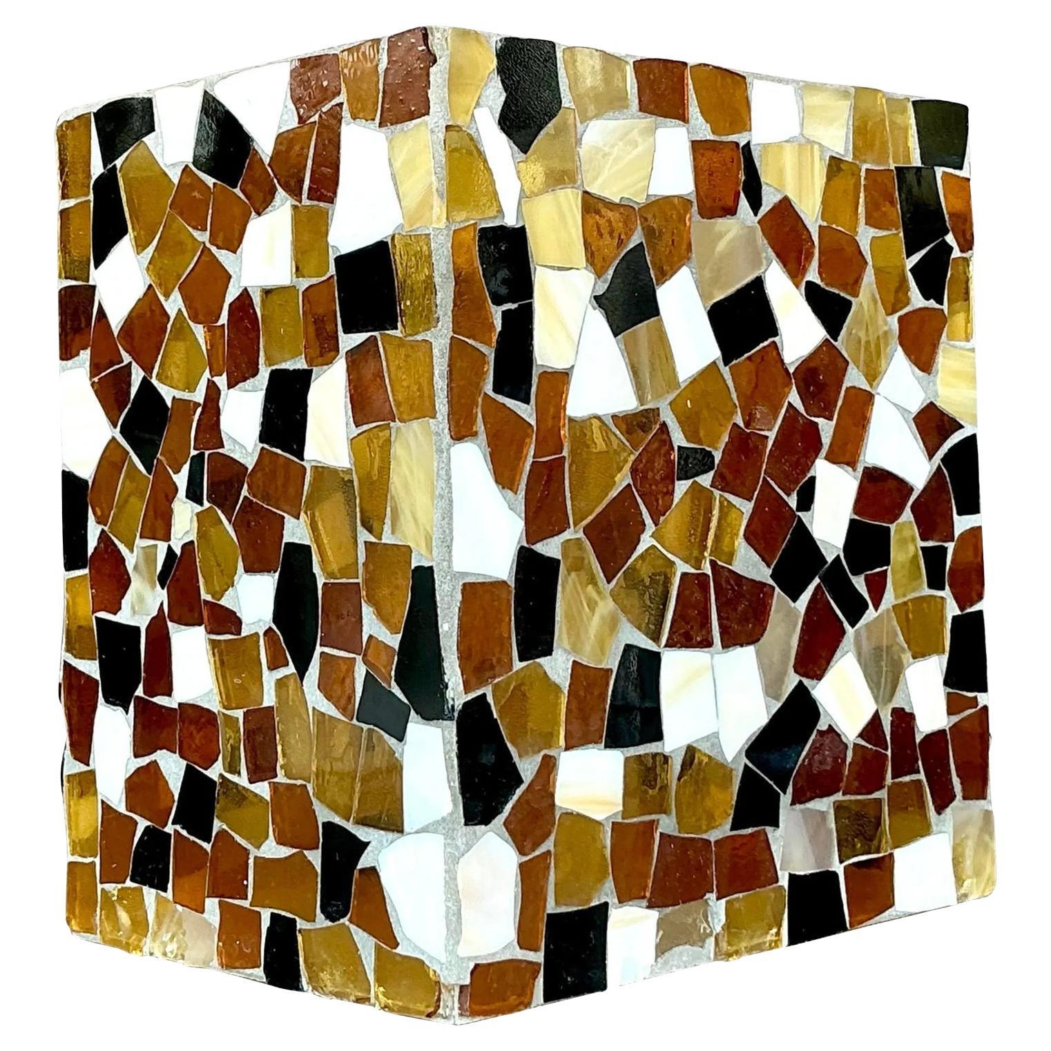 Papelera vintage Boho con mosaico de vidrio