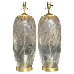 Vintage Boho Glass Swirl Lamps - a Pair
