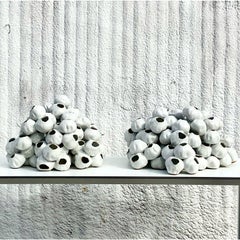 Vintage Boho Glazed Ceramic Barnacle Sculpture, a Pair