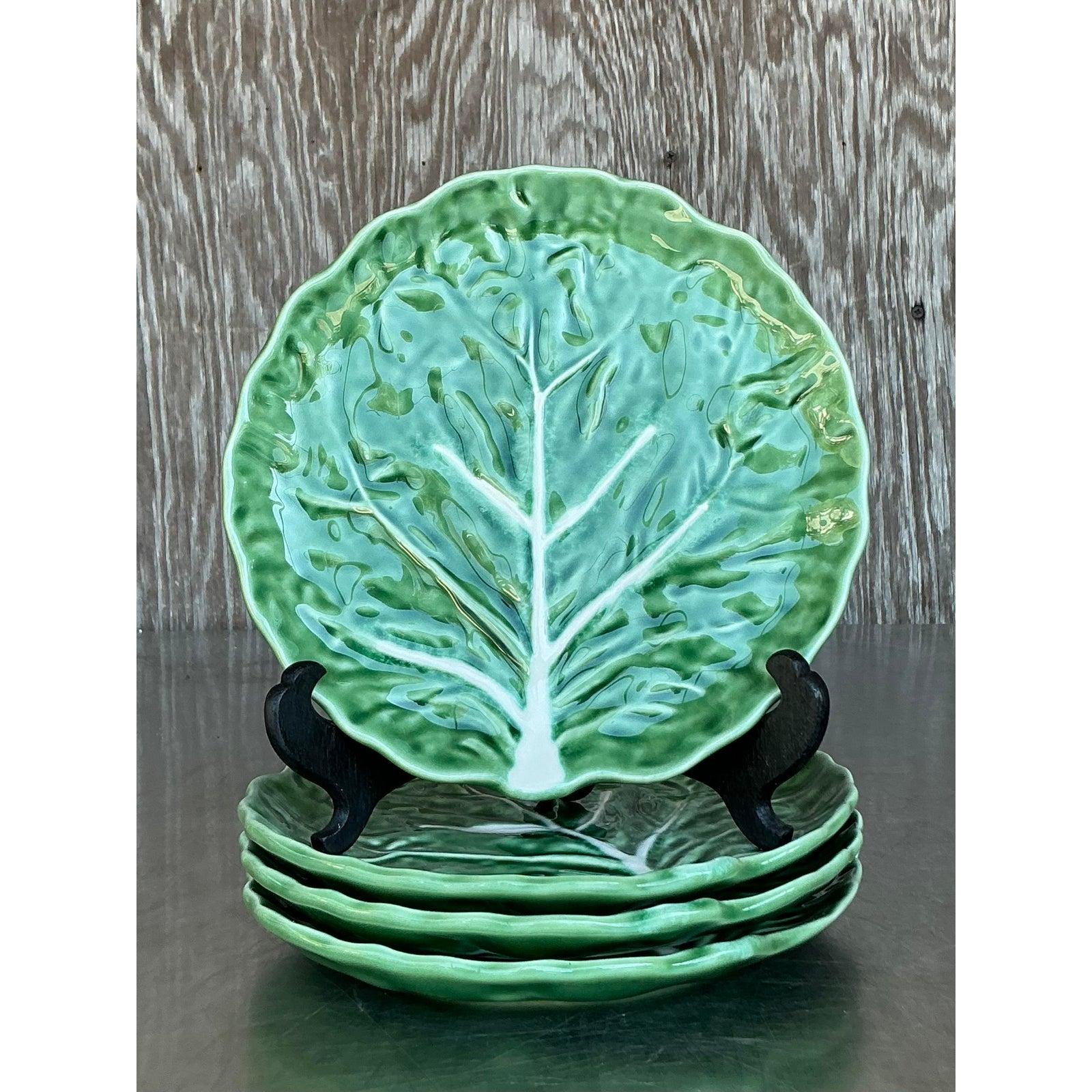 Regency Assiettes à chou en céramique émaillée Boho - Lot de 4 en vente