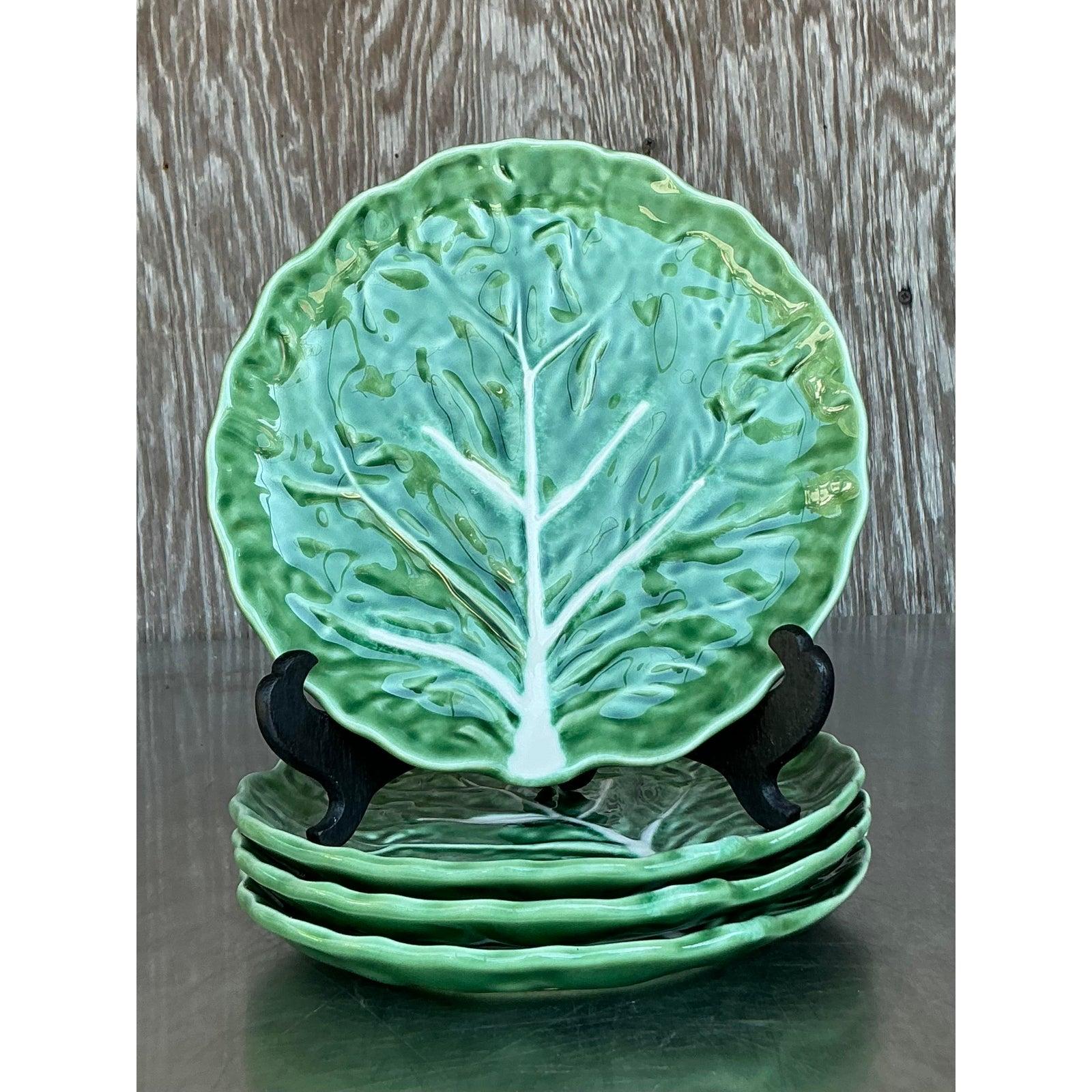 Assiettes à chou en céramique émaillée Boho - Lot de 4 en vente 1