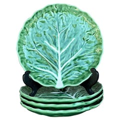 Vintage Boho Glazed Ceramic Cabbage Plates - Set of 4