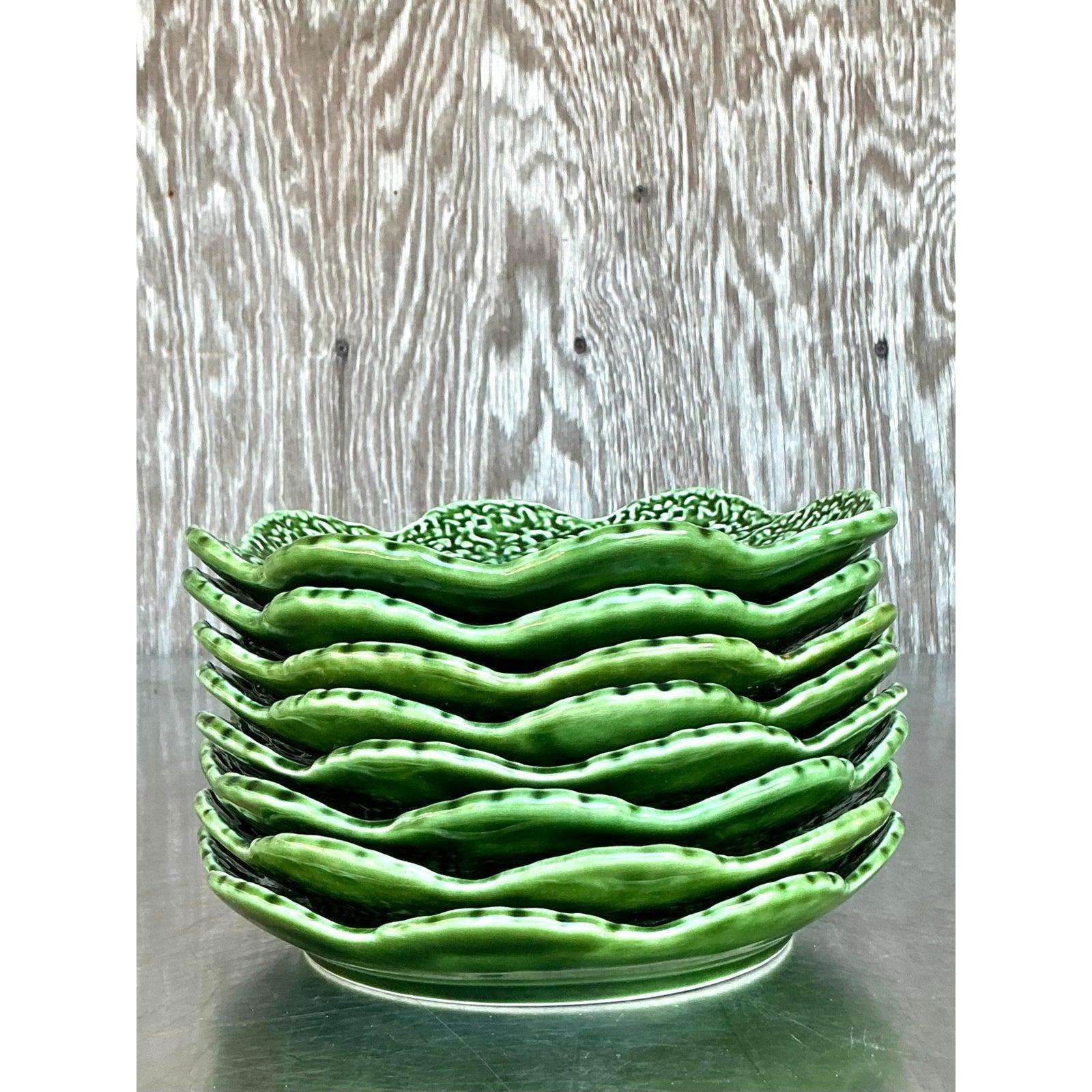 Assiettes à chou en céramique émaillée Boho - Lot de 8 en vente 3