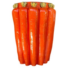 Vintage Boho Glazed Ceramic Carrots Low Stool