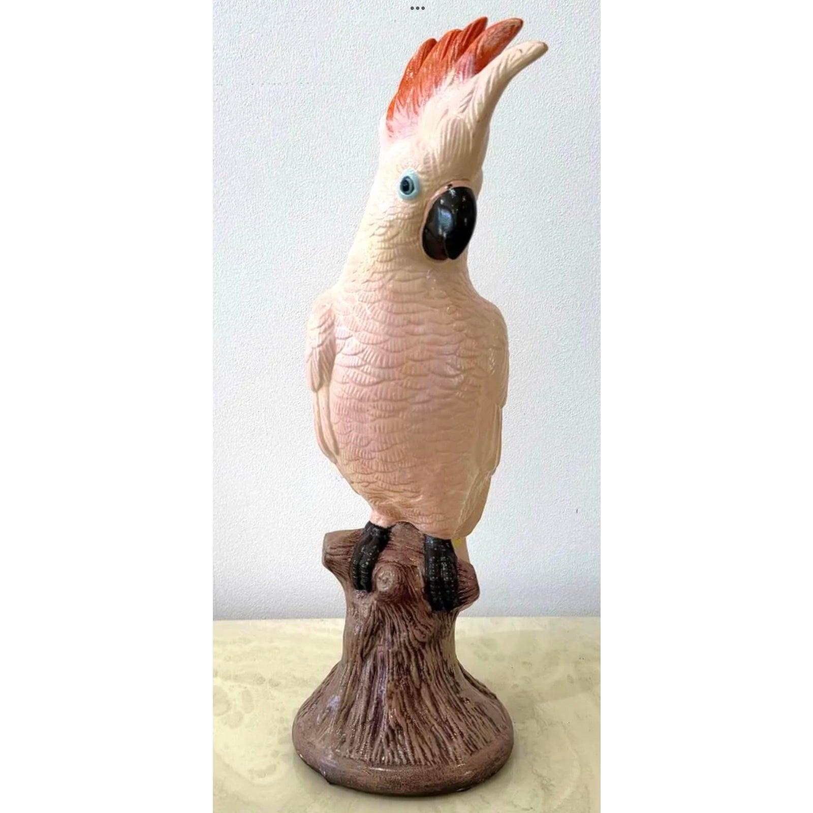 Cacatúa Vintage Boho de Cerámica Esmaltada Moderno de mediados de siglo en venta
