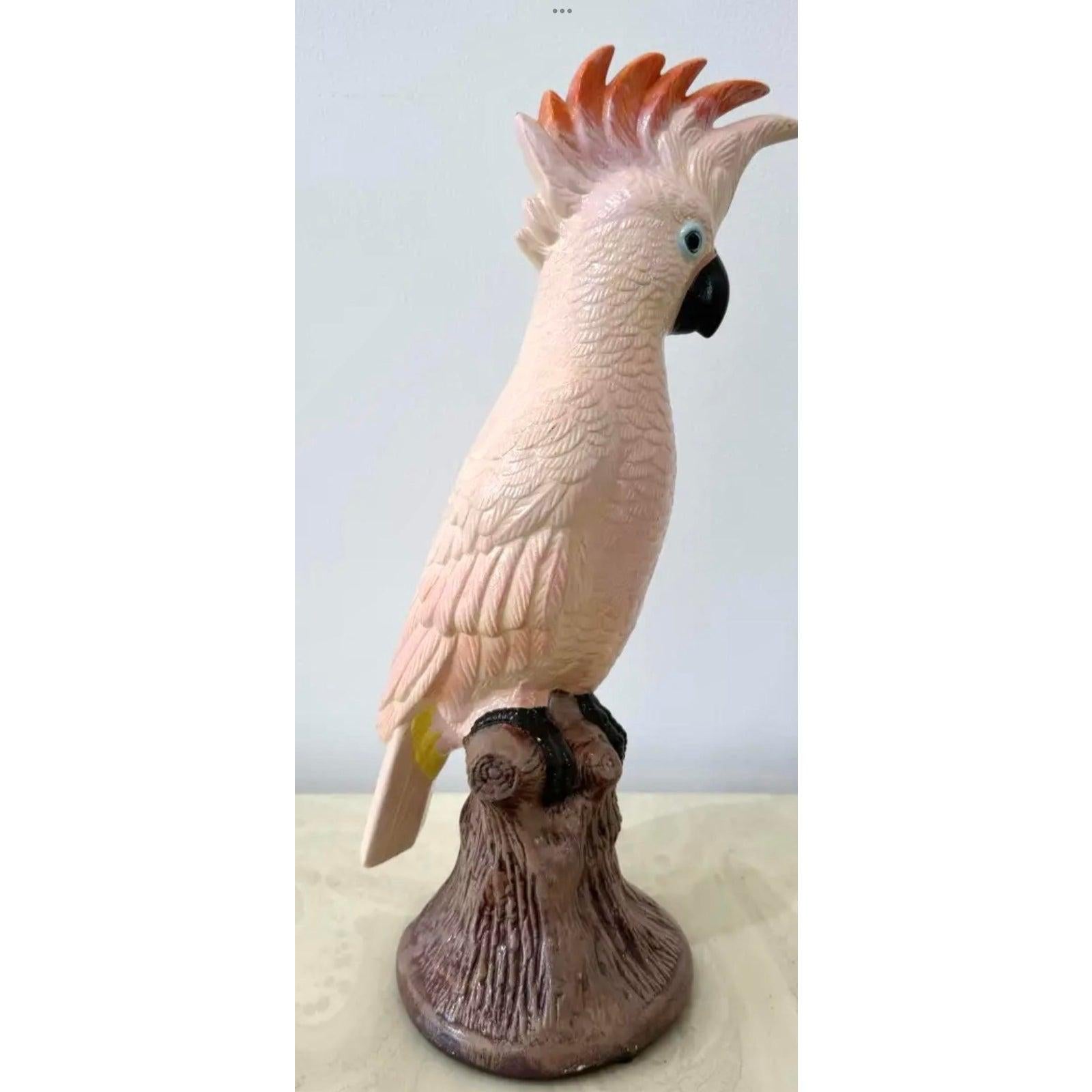Cacatúa Vintage Boho de Cerámica Esmaltada Estadounidense en venta