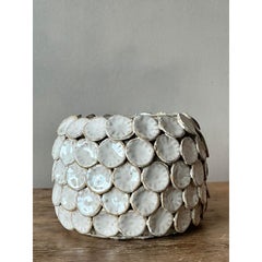 Vintage Boho Glazed Ceramic Disc Small Vase