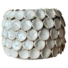 Petit vase vintage à disque en céramique émaillée Boho