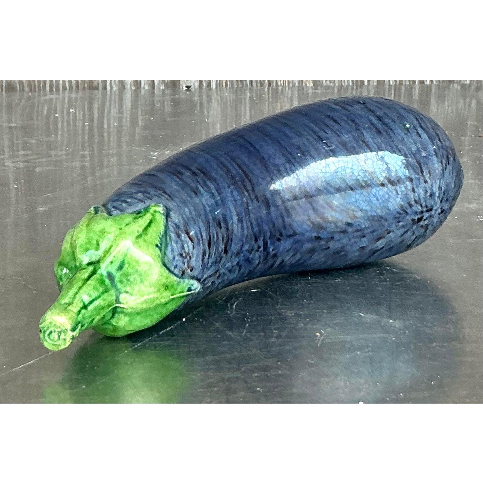 Art nouveau Vieille aubergine bohème en céramique émaillée en vente