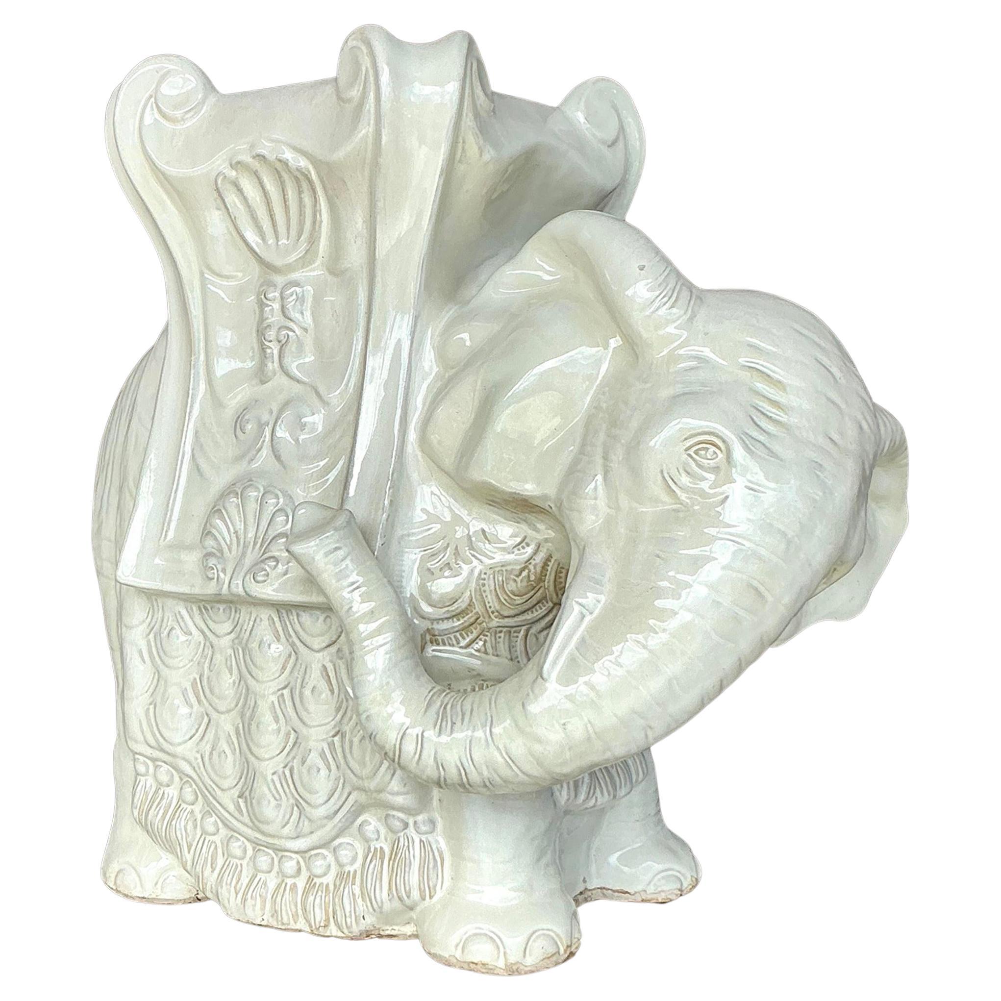Taburete bajo de cerámica esmaltada Boho Vintage Elefante