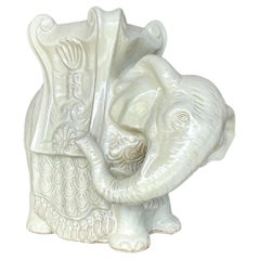 Sgabello basso Elefante in ceramica smaltata vintage Boho