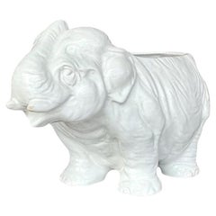 Vintage Boho Glazed Ceramic Elephant Planter