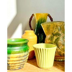 Vintage Boho Glazed Ceramic Floral Pitcher