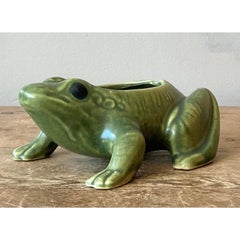 Vintage Boho Glazed Ceramic Frog Planter
