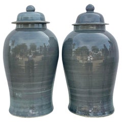 Vintage Boho glasierte Keramik Ingwer Jars - ein Paar