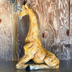 Vintage Boho Glazed Ceramic Giraffe