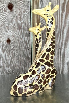 Vintage Boho Glazed Ceramic Giraffe