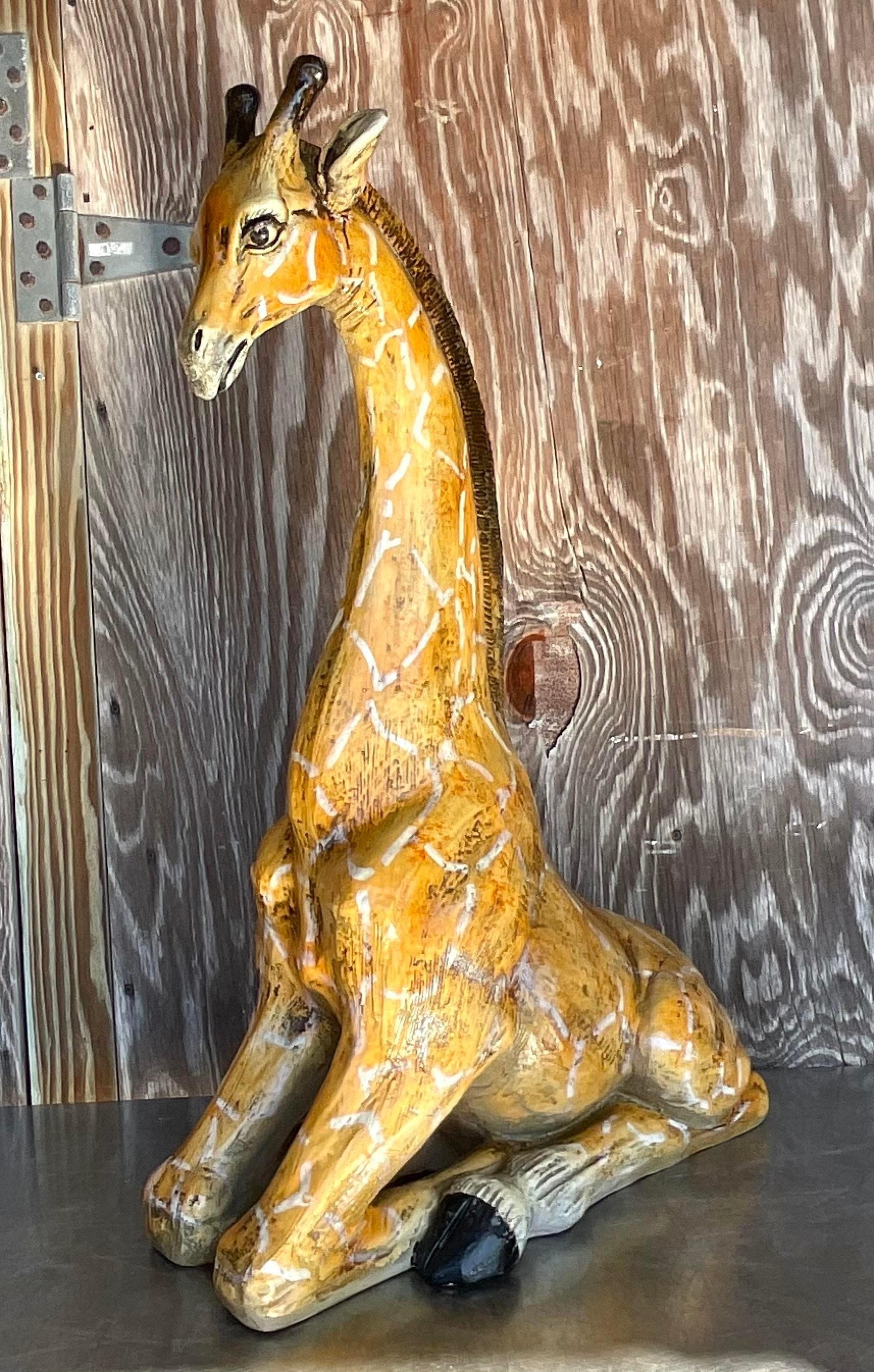 American Vintage Boho Glazed Ceramic Giraffe