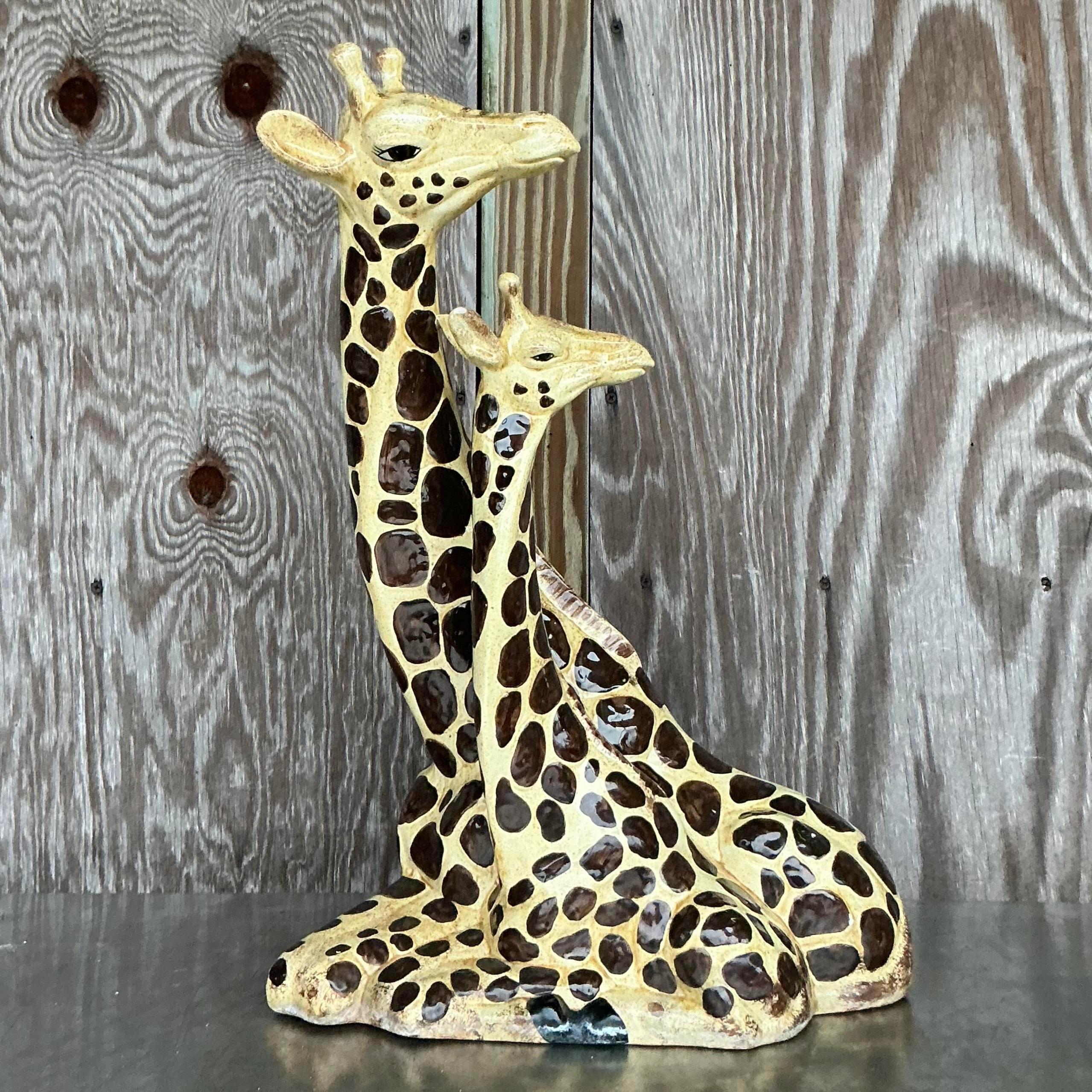 Jirafa de cerámica esmaltada vintage boho Moderno de mediados de siglo en venta