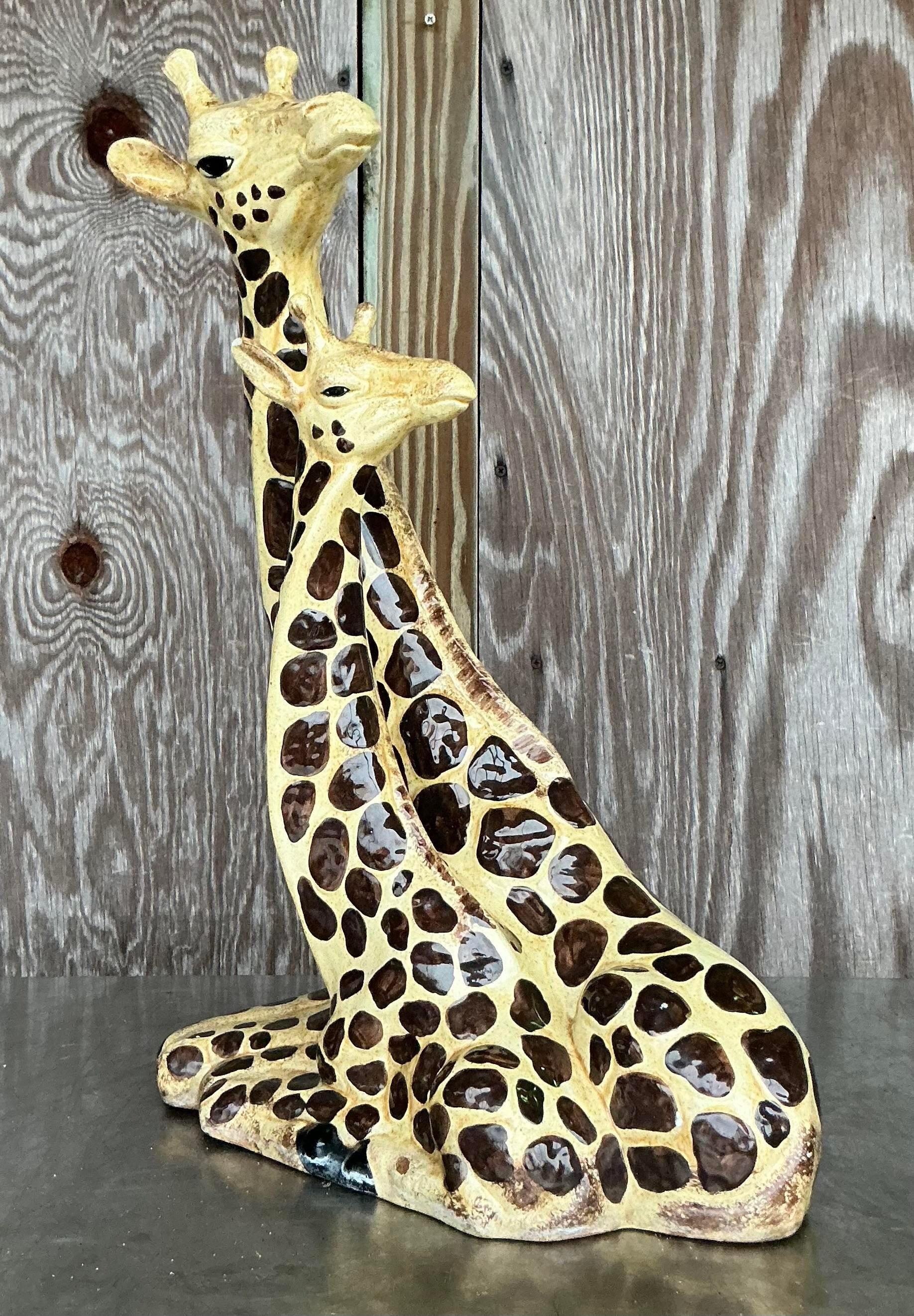 Jirafa de cerámica esmaltada vintage boho en Bueno estado para la venta en west palm beach, FL