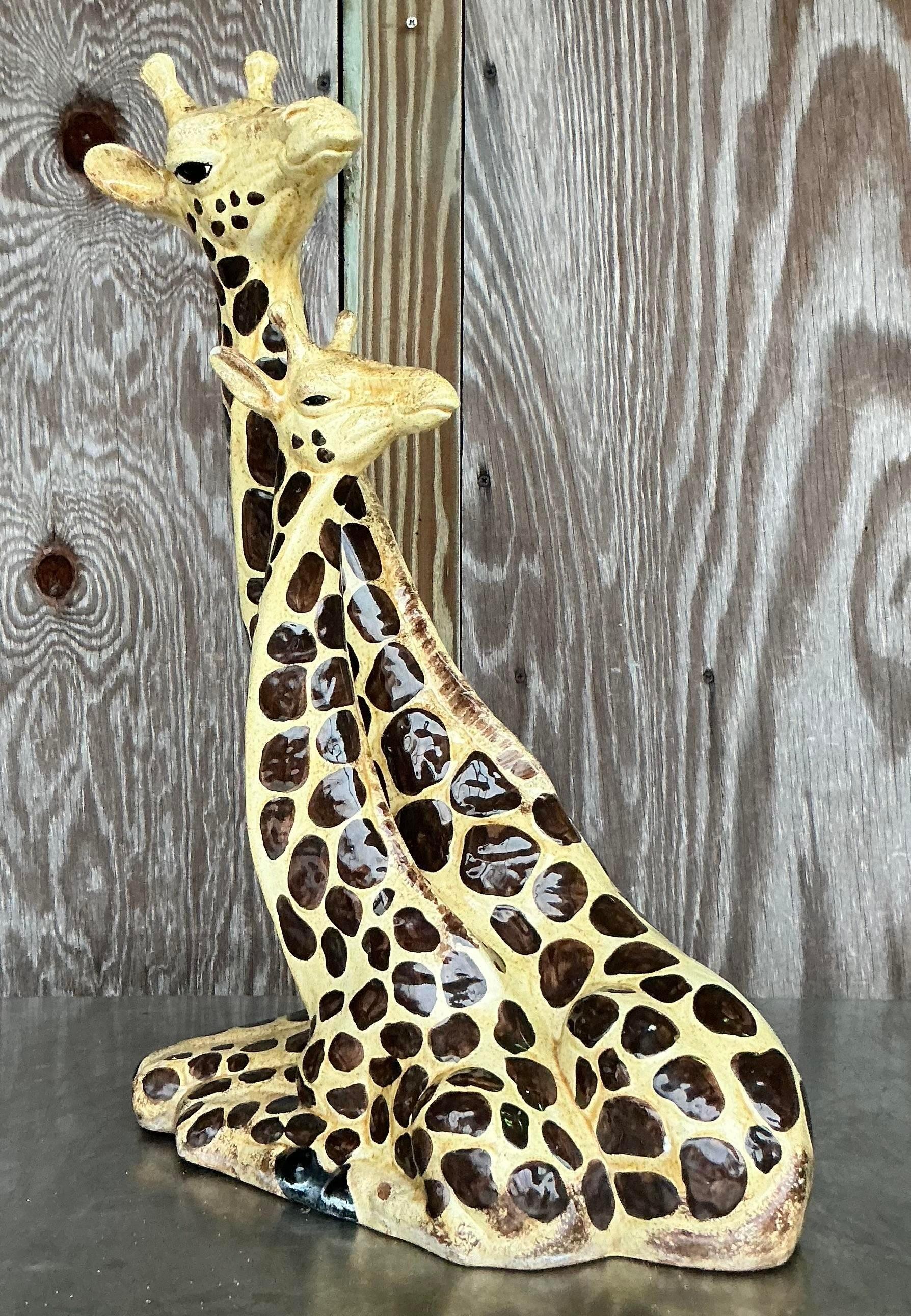 Jirafa de cerámica esmaltada vintage boho Cerámico en venta