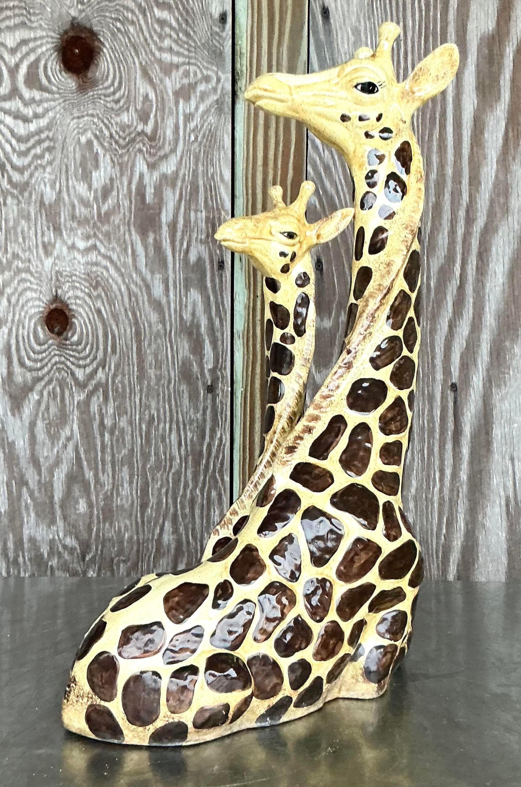Jirafa de cerámica esmaltada vintage boho en venta 1