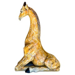 Boho-Giraffen aus glasierter Keramik, Vintage