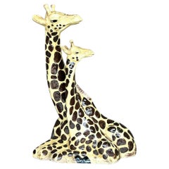 Vintage Boho Glazed Ceramic Giraffe