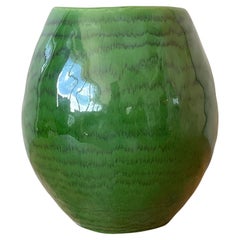 Vintage Boho Glazed Ceramic Green Vase