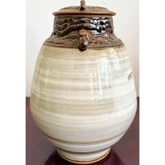 Vintage Boho Glazed Ceramic Jug With Lid