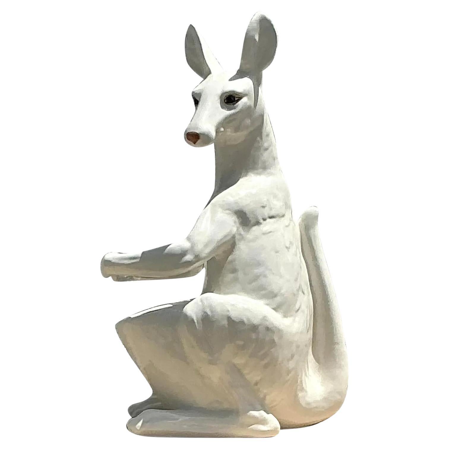 Vintage Boho glasierte Keramik Kangaroo-Pflanzgefäß aus Keramik