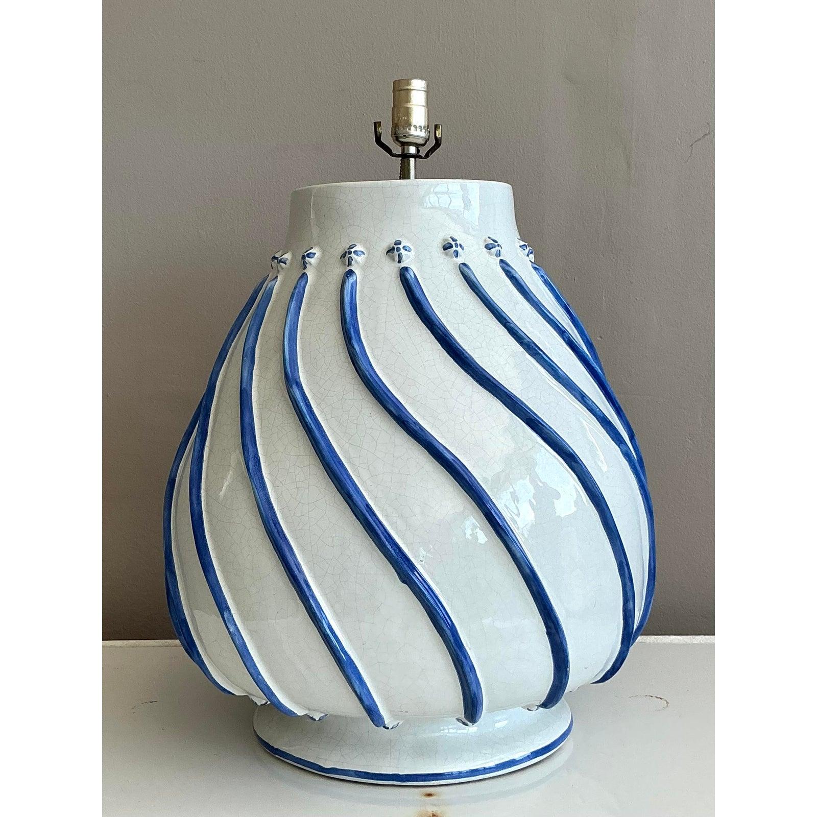 Italian Vintage Boho Glazed Ceramic Lamp For Sale