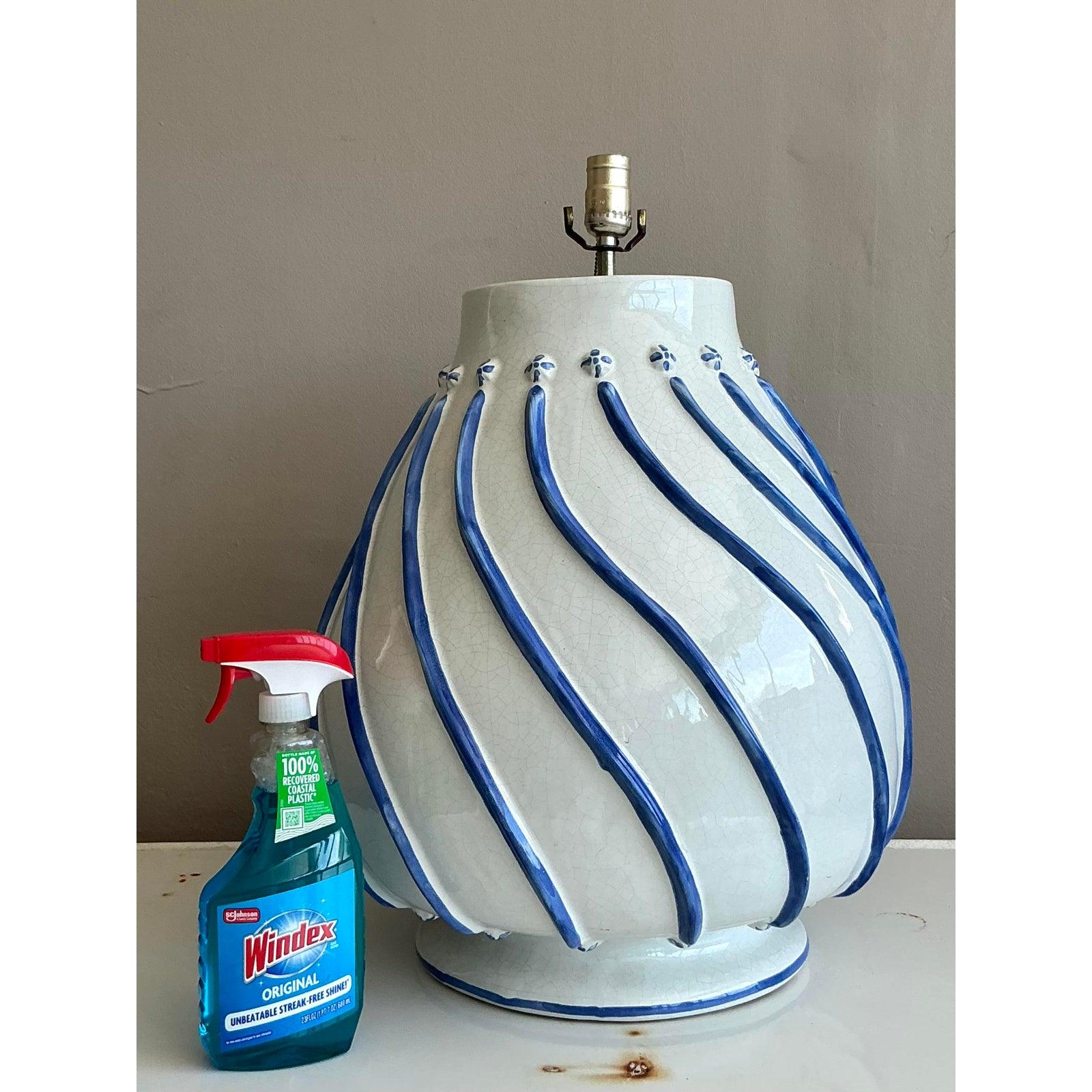 20th Century Vintage Boho Glazed Ceramic Lamp For Sale
