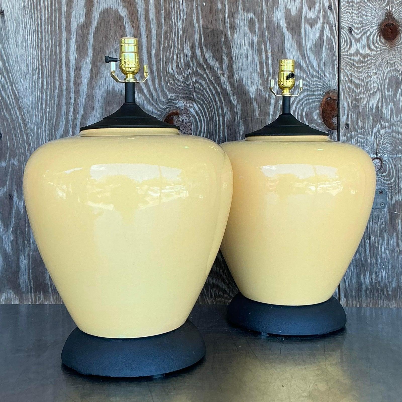 Lámparas Vintage Boho de Cerámica Esmaltada - Pareja Estadounidense en venta