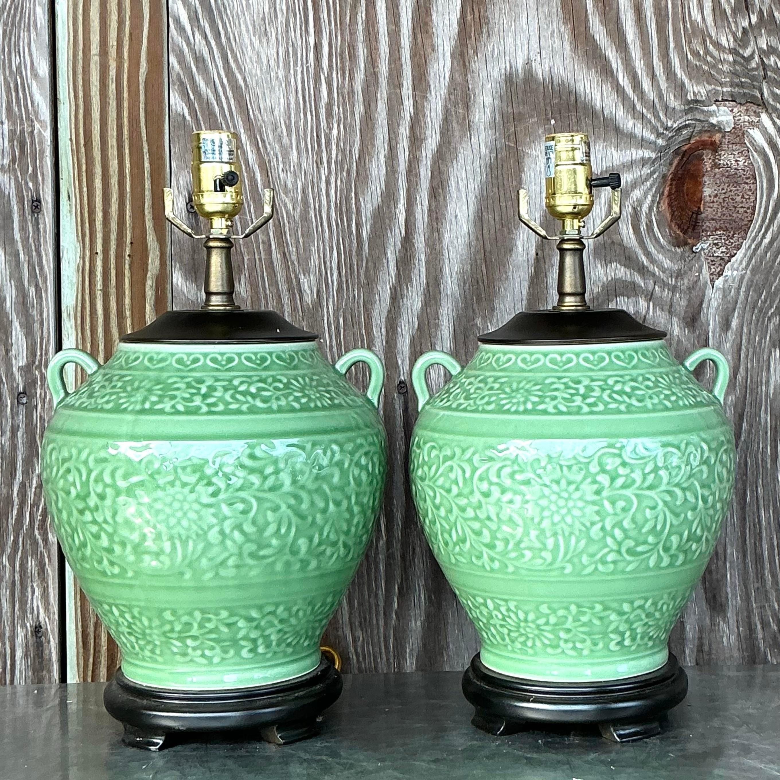 Lámparas Vintage Boho de Cerámica Esmaltada - Pareja en venta 1