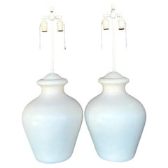 Vintage Boho Glazed Ceramic Lamps - A Pair