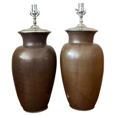 Lámparas Vintage Boho de Cerámica Esmaltada sobre Lucite - un Par